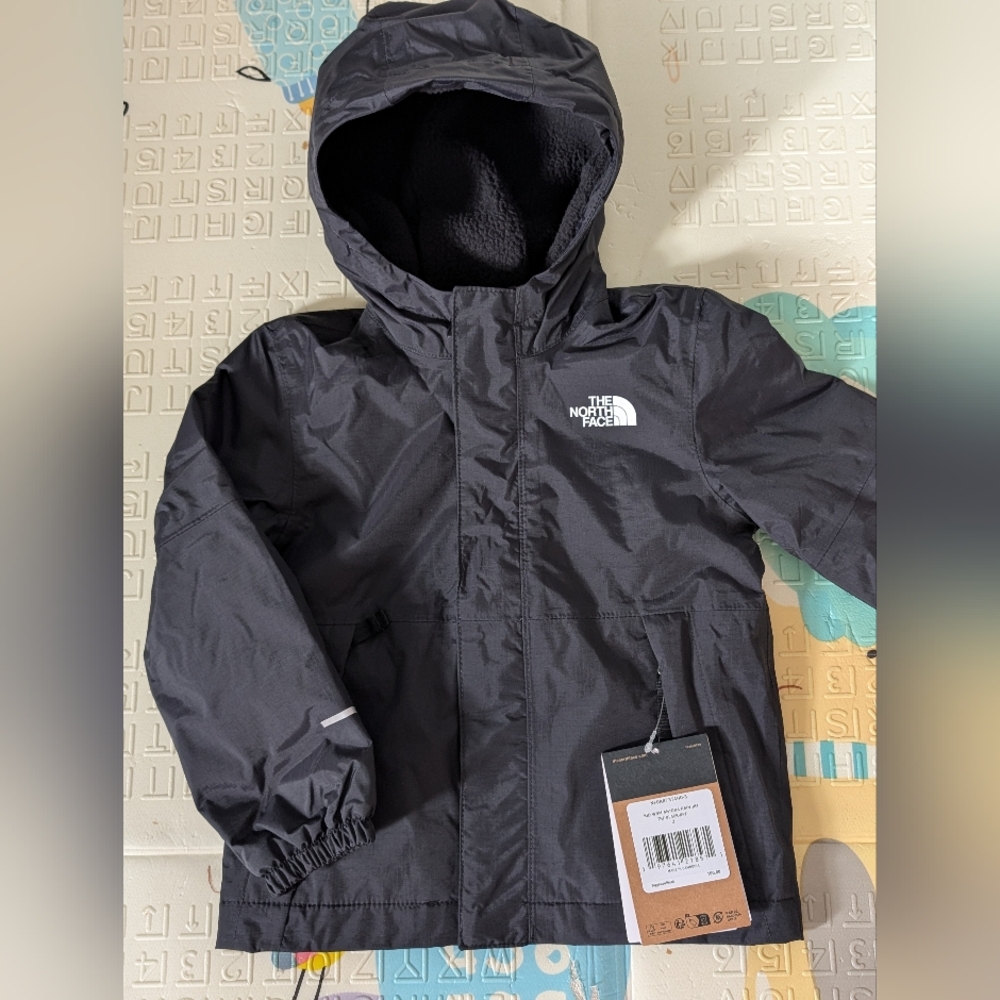 New The North Face Warm Antora Black Kids Fleece Inside Waterproof Jacket 3T